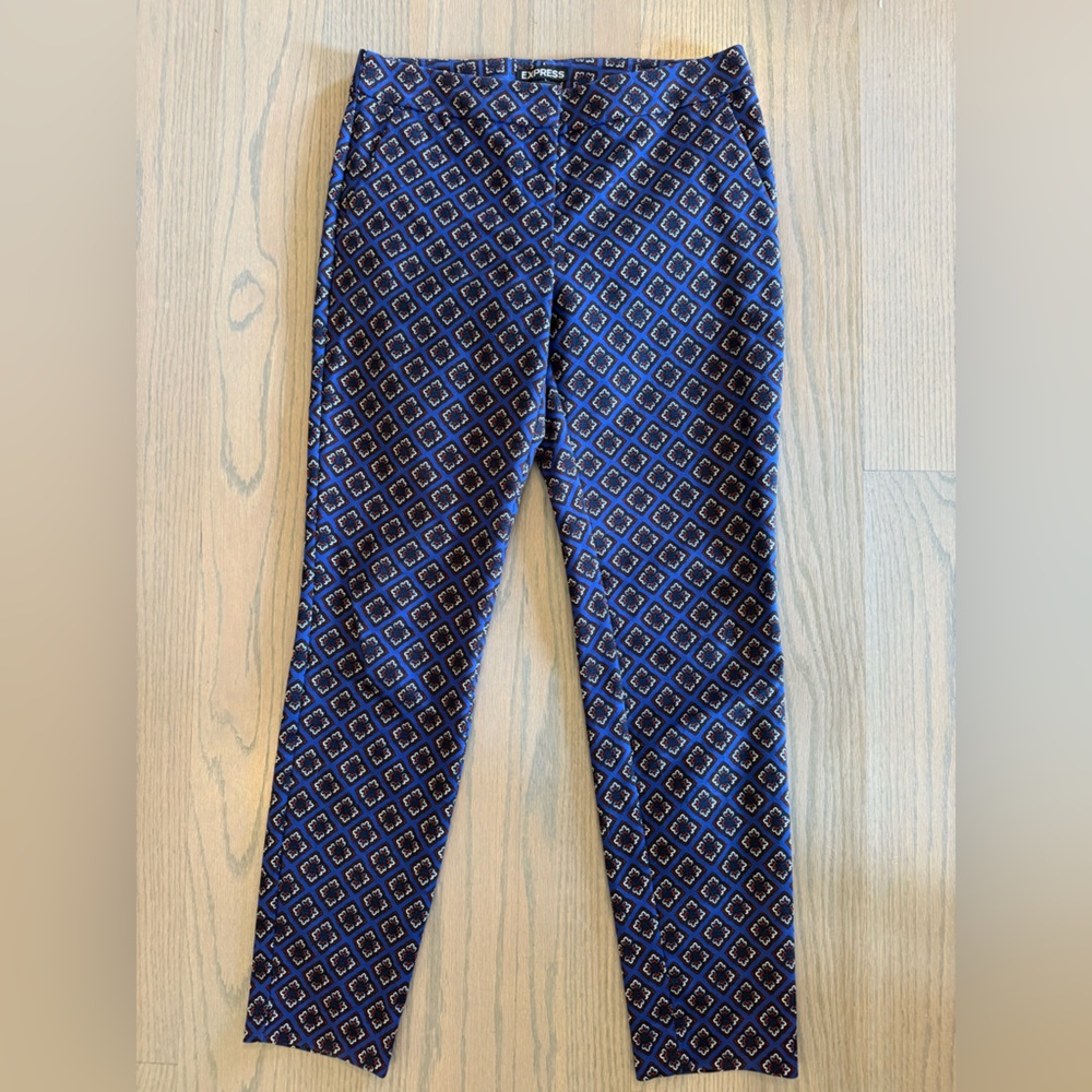Express Columnist Blue and Red Patterned Pants